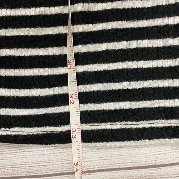 Stiletto’s mock turtleneck short sleeve ribbed stripe B&W mini dress sz M - Picture 8 of 11